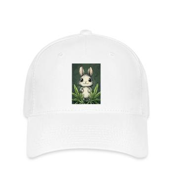Petit lapin duveteux sous les feuilles - Casquette Flexfit - blanc - Devant