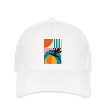 Geometrische Paradiesvogelblume Retro Tropical Art - Flexfit Cap - Weiß - Vorne