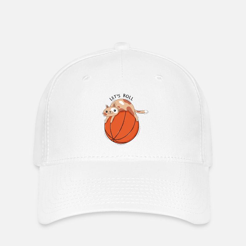 Chat et basket-ball - Casquette Flexfit - blanc
