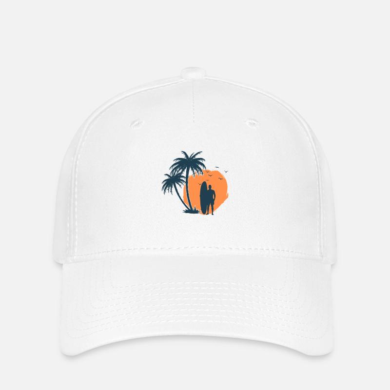 Surfer Palm Strand 1 - Flexfit Cap - Weiß