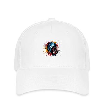Football Design American Footballer Helm Vintage - Flexfit Cap - Weiß - Vorne