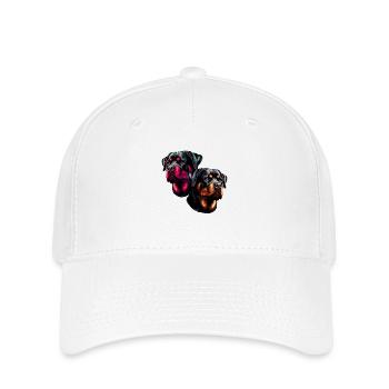 Rottweiler ,Hunde, Hundekopf, Wachhund, Rassehund, - Flexfit Cap - Weiß - Vorne