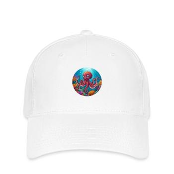 Octopus in coral - Flexfit Cap - white - Front