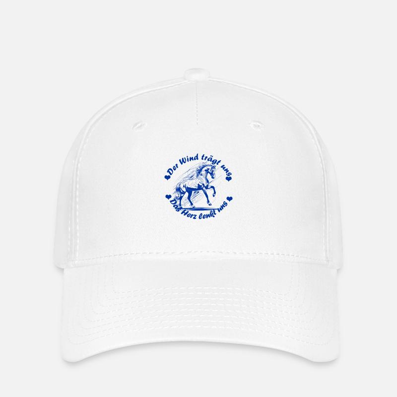Pferd Herz blau - Flexfit Cap - Weiß