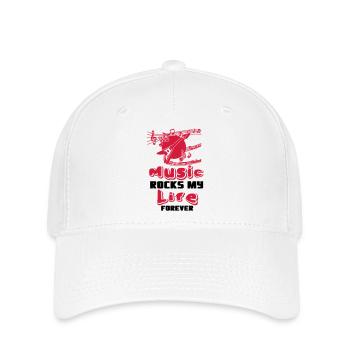 Music rocks my Life Musik Spruch Band Geschenk - Flexfit Cap - Weiß - Vorne