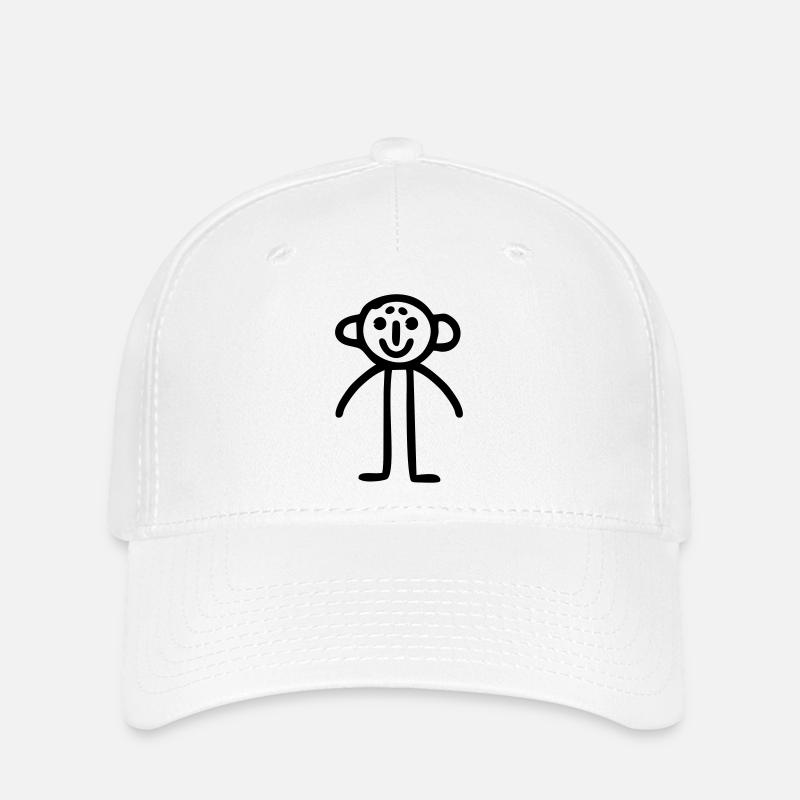 Strichmännchen Kinderbild - Flexfit Cap - Weiß