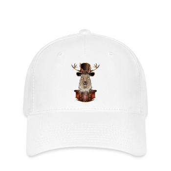 Cerf steampunk avec chapeau cylindre antique - Casquette Flexfit - blanc - Devant