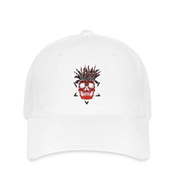 Skelett Skelett Skater Knochen Schädel Skelett Kopf - Flexfit Cap - Weiß - Vorne