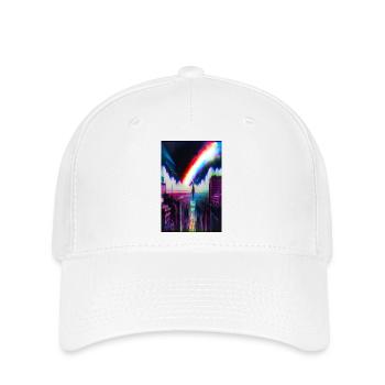 Futuristische Regenbogen Stadt Kunst - Flexfit Cap - Weiß - Vorne