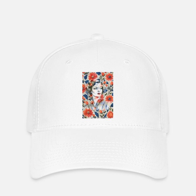 Vintage fleur1 - Casquette Flexfit - blanc