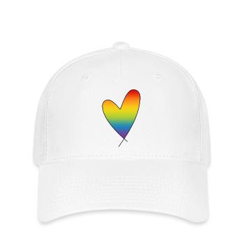 Regenbogen Herz Regenbogenfarben CSD Pride Month - Flexfit Cap - Weiß - Vorne