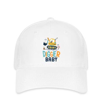 baby digger naissance bébé, papa chantier - Casquette Flexfit - blanc - Devant