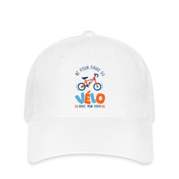 Né pour faire du vélo avec mon papa - Casquette Flexfit - blanc - Devant