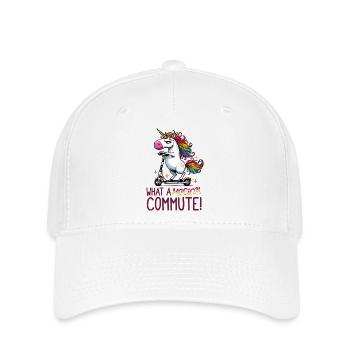 Funny Unicorn E-Scooter Commute Design - Flexfit Cap - Weiß - Vorne