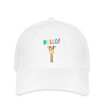Girafe dit bonjour – Motif animalier mignon - Casquette Flexfit - blanc - Devant