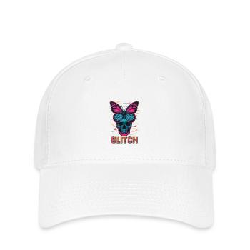 Neon Skull mit Schmetterling Design - Flexfit Cap - Weiß - Vorne