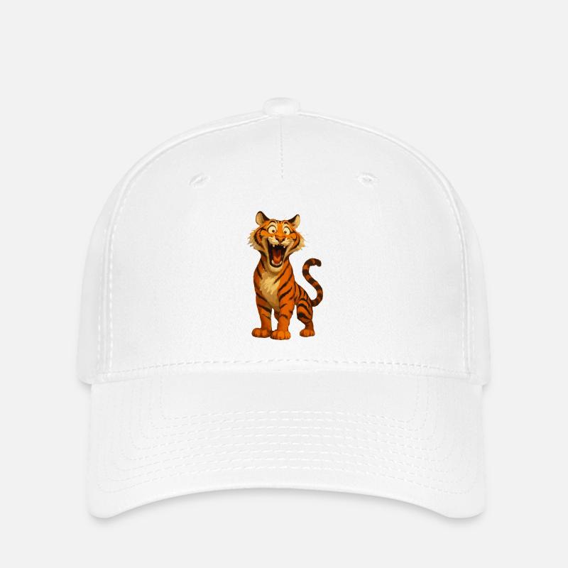 Funny Cartoon Tiger – Funny Comic - Flexfit Cap - white