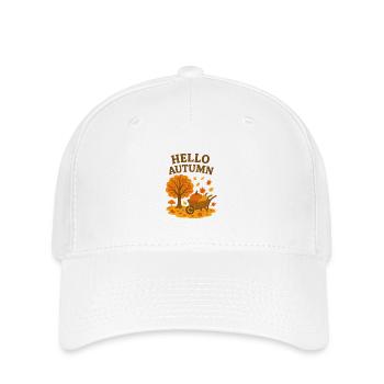 Herbstliches Willkommen mit Baum und Kürbis - Flexfit Cap - Weiß - Vorne