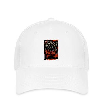 Platine vinyle Groove Retro - Casquette Flexfit - blanc - Devant