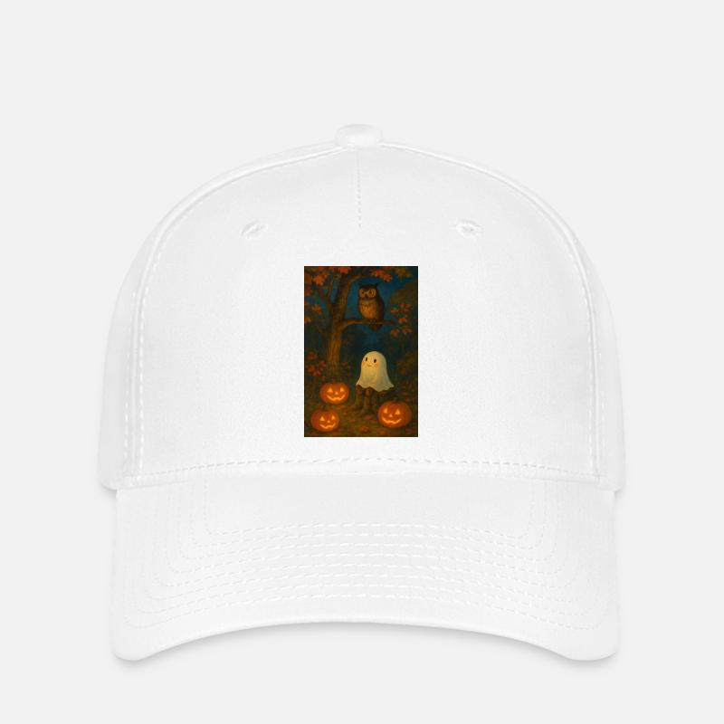Ghost and owl in autumn - Flexfit Cap - white