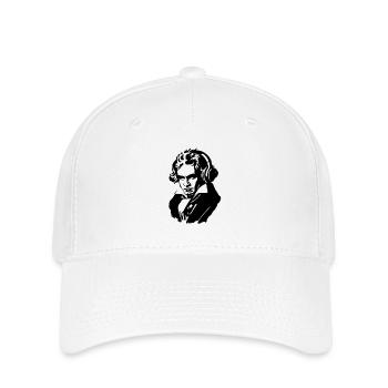 Ludwig van Beethoven with headphones - Flexfit Cap - white - Front