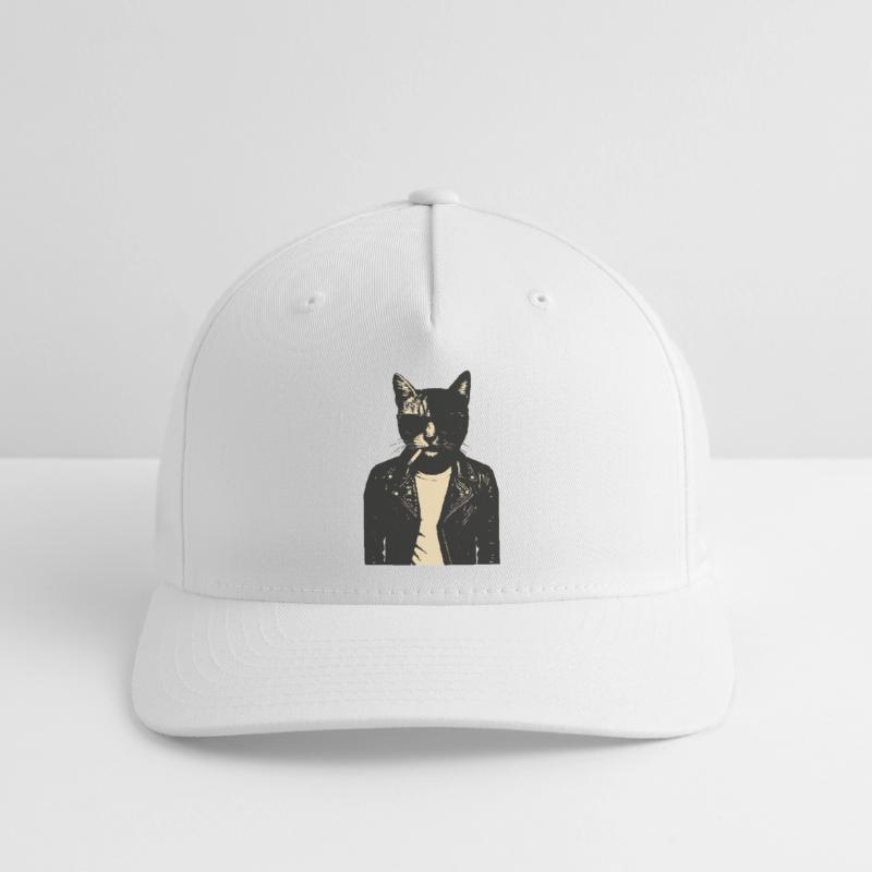 Noir Cat in Leather Flexfit Cap