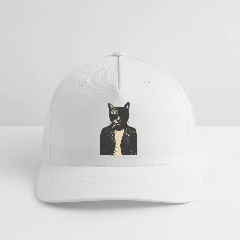 Noir Katze aus Leder Flexfit Cap
