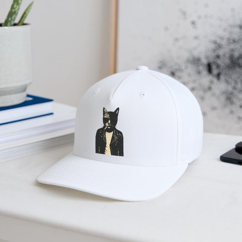 Noir Cat in Leather Flexfit Cap