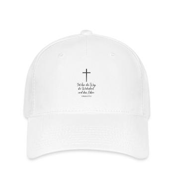 Kreuz Weg Wahrheit Leben Zitat - Flexfit Cap - Weiß - Vorne