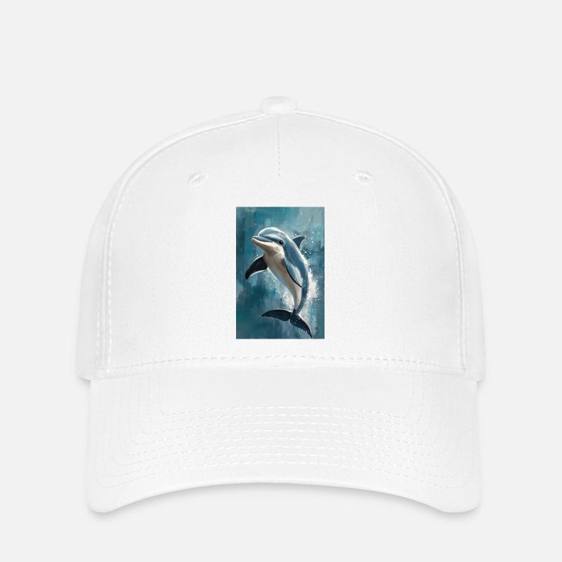 Illustration eines Delfins - Flexfit Cap - Weiß