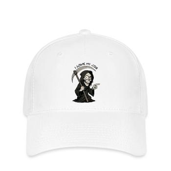 Grim Reaper Cartoon: Schelmischer Sensenmann - Flexfit Cap - Weiß - Vorne