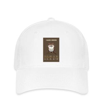 Grumpy Owl – I Have 5 Moods Funny Design - Flexfit Cap - Weiß - Vorne