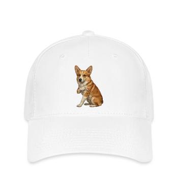 Tatouage du cœur de papa amoureux corgi - Casquette Flexfit - blanc - Devant