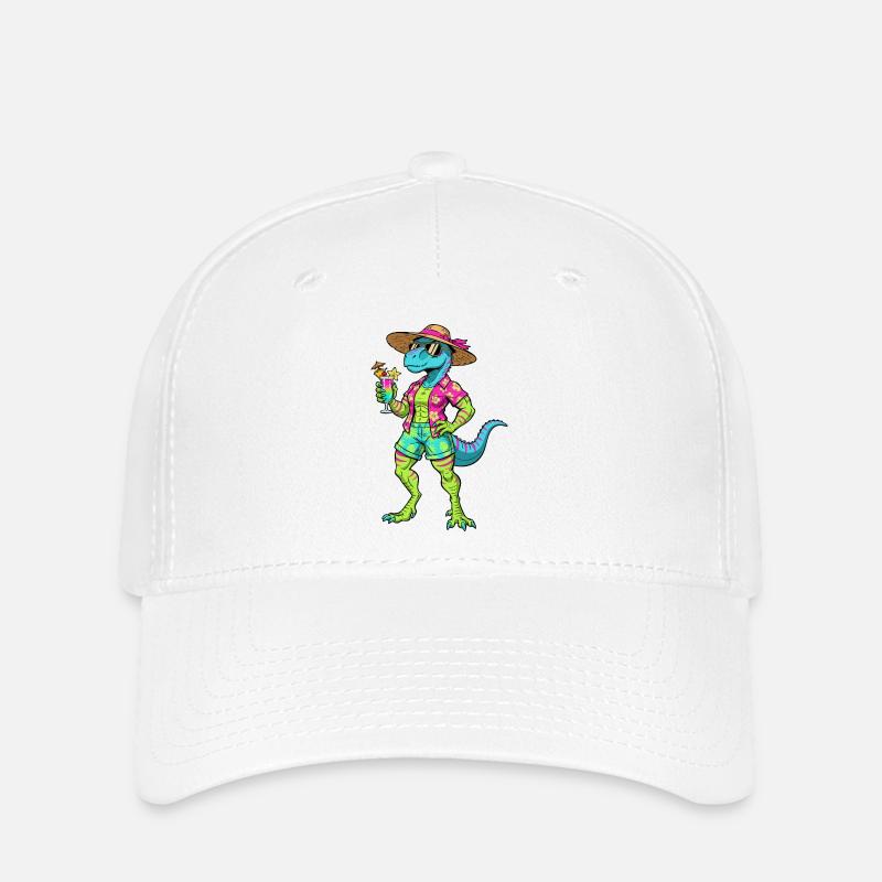 Cocktail Dino Hawaiian Style - Flexfit Cap - white