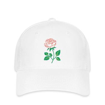Crimson Rose Linework on Green Stem - Flexfit Cap - white - Front