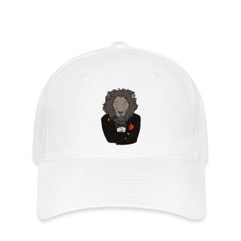 Lion en smoking avec rose / Design drôle - Casquette Flexfit - blanc - Devant