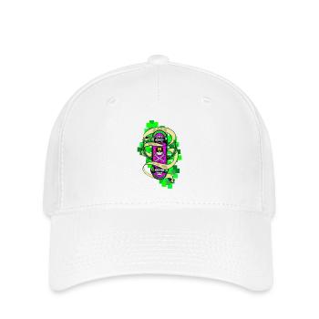 Neon Skull Skateboard Graffiti - Flexfit Cap - Weiß - Vorne