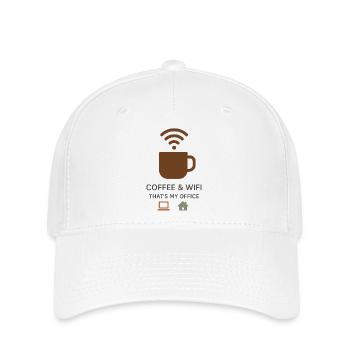 café wifi "Voici mon bureau" Télétravail - Casquette Flexfit - blanc - Devant