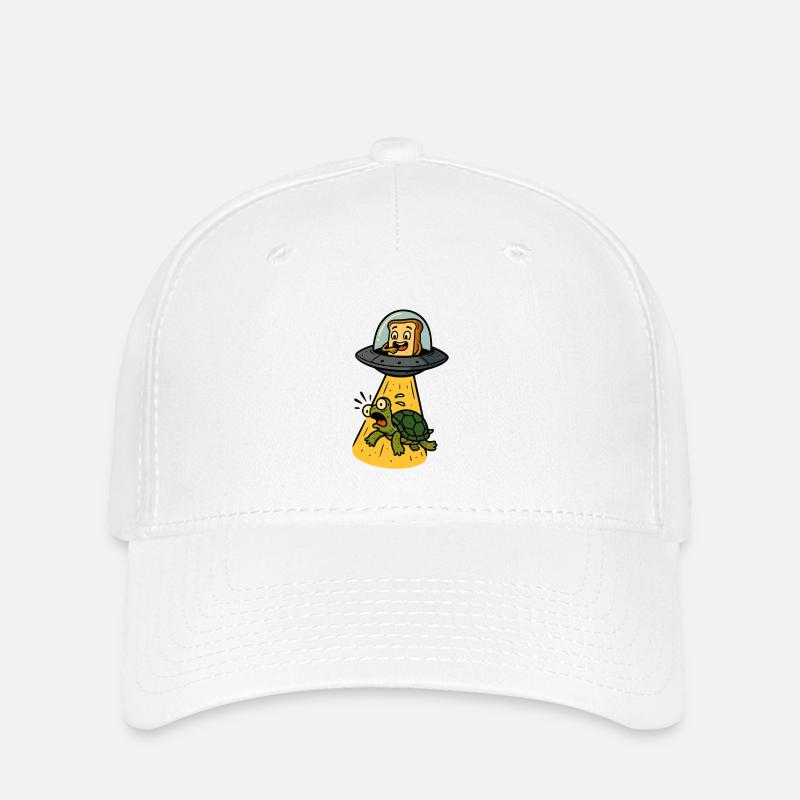 Toast to UFOs: Turtle Abduction - Flexfit Cap - white