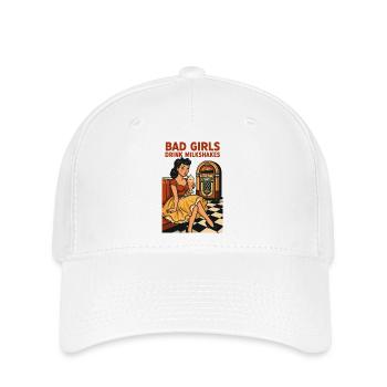 50s Pin-Up: Bad Girls Drink Milkshakes Rockabilly - Flexfit Cap - white - Front