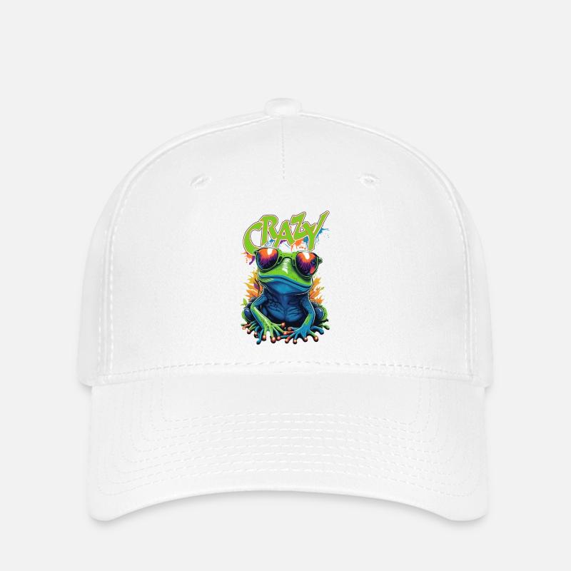 Crazy Frosch Pop Art - Flexfit Cap - Weiß