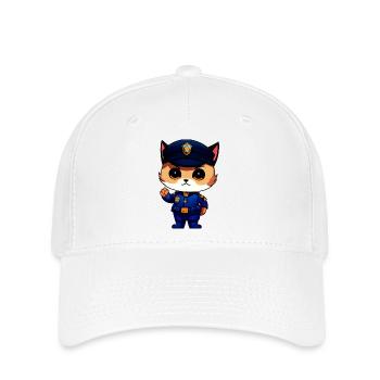Katze Polizist - Flexfit Cap - Weiß - Vorne