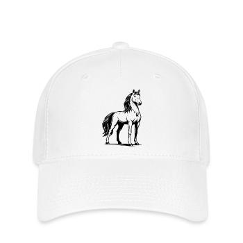 Pferd_stehend_Schwarz - Flexfit Cap - Weiß - Vorne