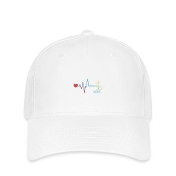 Bong Smoking Pipe Pulse Heartbeat - Flexfit Cap - white - Front
