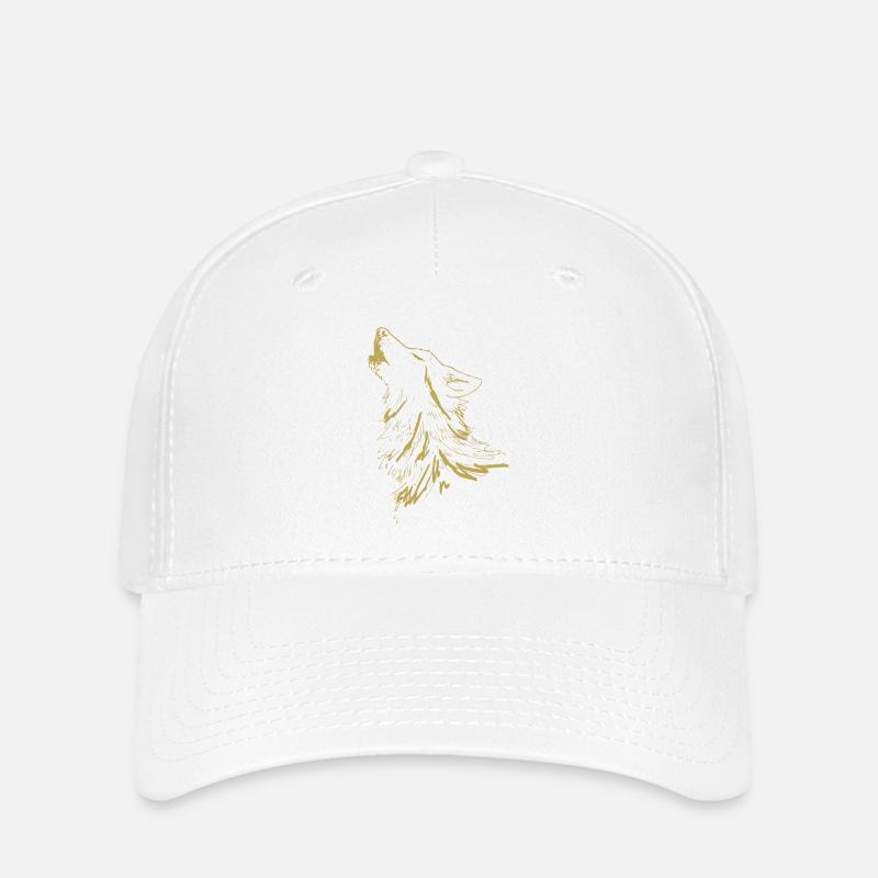 Illustrated designs with Wolf - Flexfit Cap - white