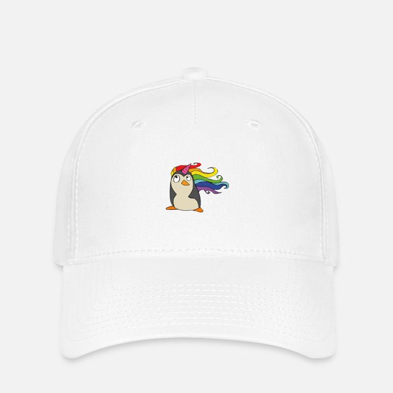Punguin unicorn rainbow - Flexfit Cap - white