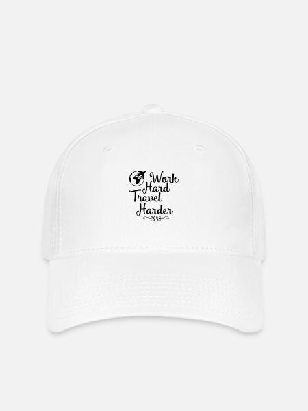 work hard travel harder - Flexfit Cap - Weiß