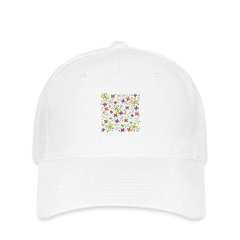 Blumenwiese Blumenmuster Blumenranke Blüte blumig - Flexfit Cap - Weiß - Vorne