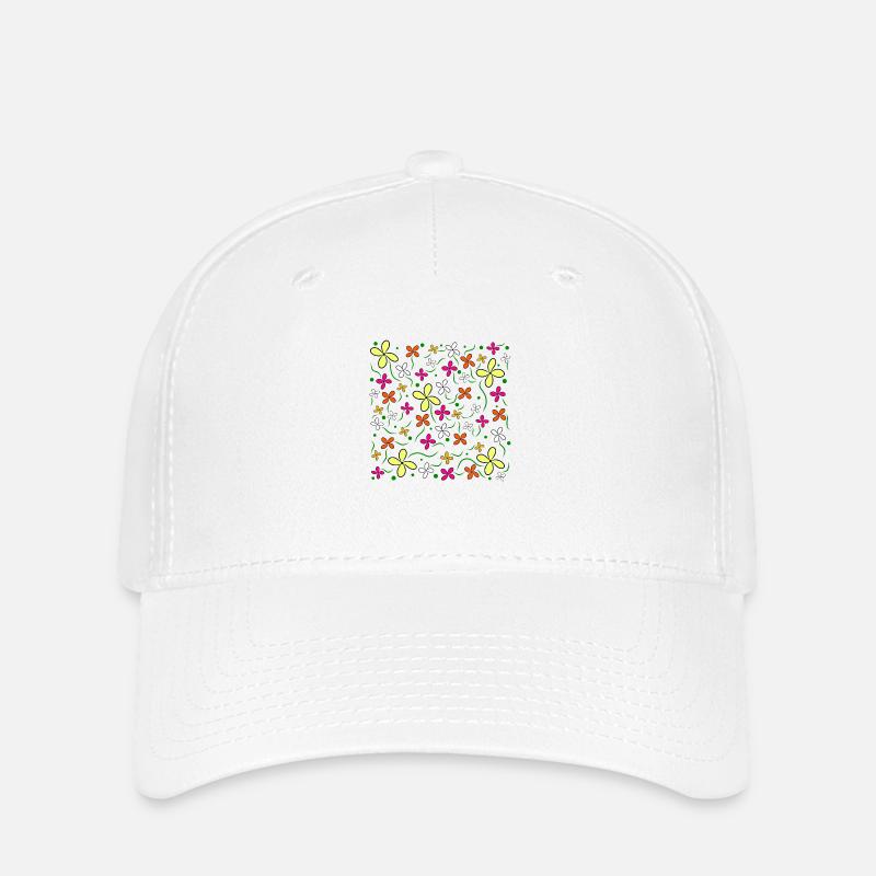 Blumenwiese Blumenmuster Blumenranke Blüte blumig - Flexfit Cap - Weiß