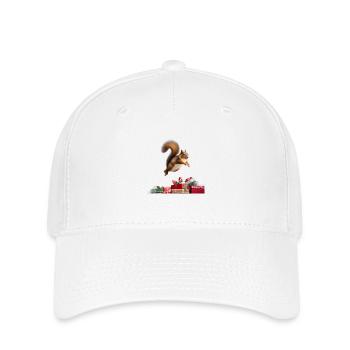 Eichhörnchen springt über Geschenke - Flexfit Cap - Weiß - Vorne